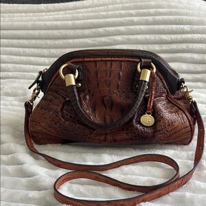 Brahmin Brown Croc Embossed Leather Handbag